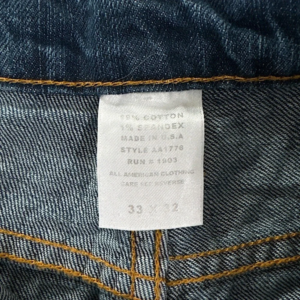All American Clothing Co Mens Straight Leg Jeans Blue AA1776 Made in USA 33x32
